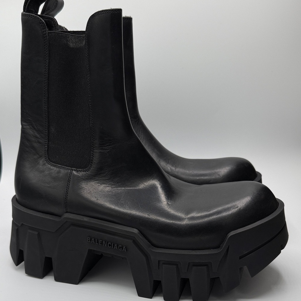 Balenciaga Black Leather Bulldozer Boots